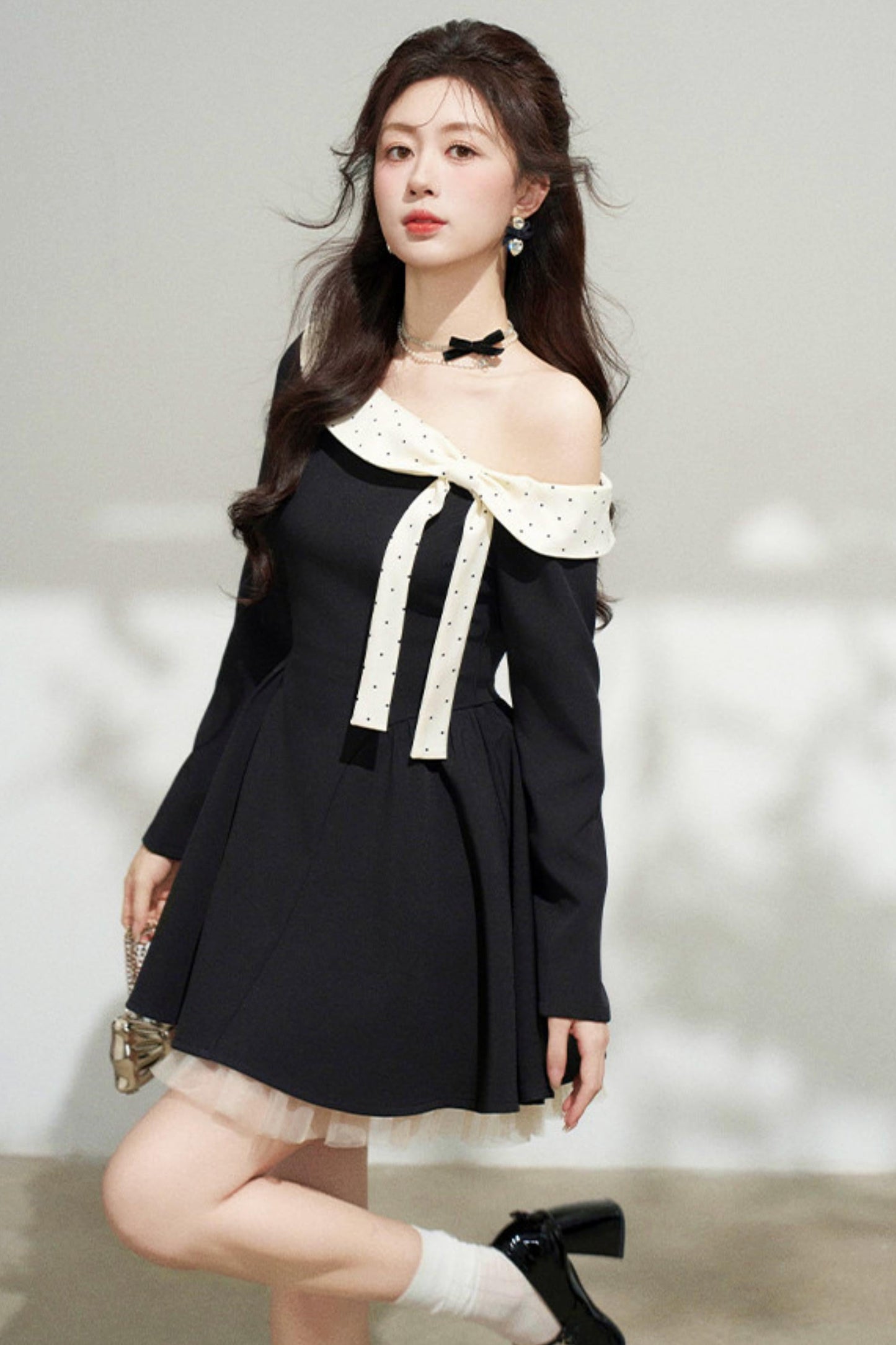 French Sweet Off Shoulder Dress