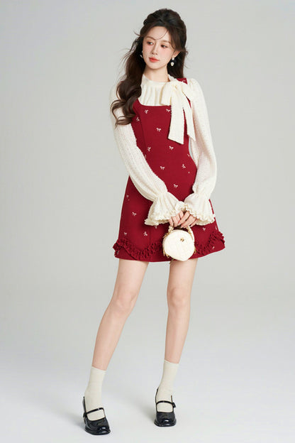 Sweet Red Vest Dress + Tops