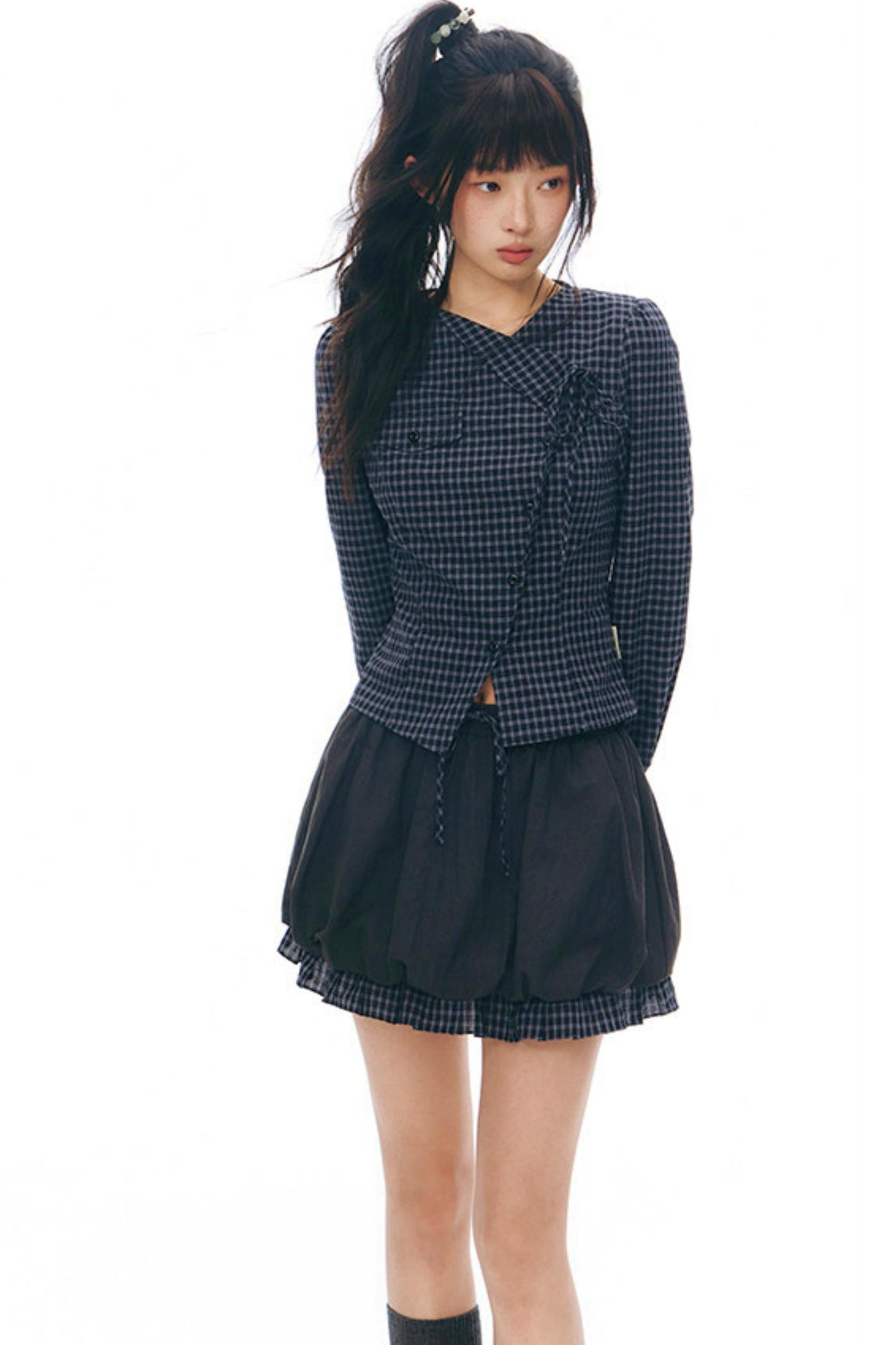 Y2k Small Checkered Shirt + Skirt