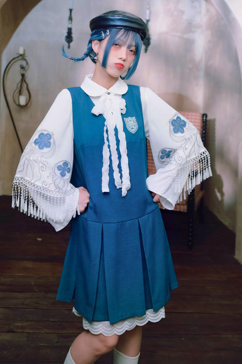Blue Tears Lace Vest Dress