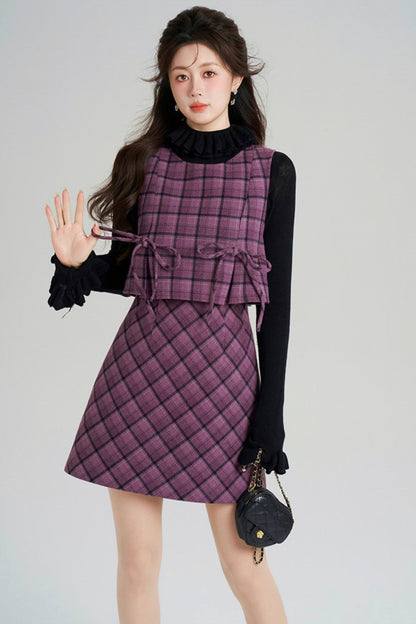 Check Vest Dress + Top