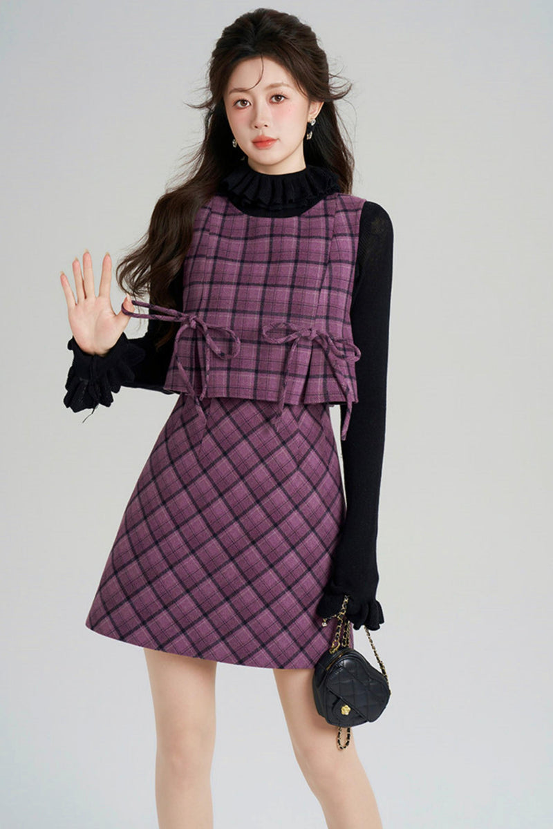 Check Vest Dress + Top