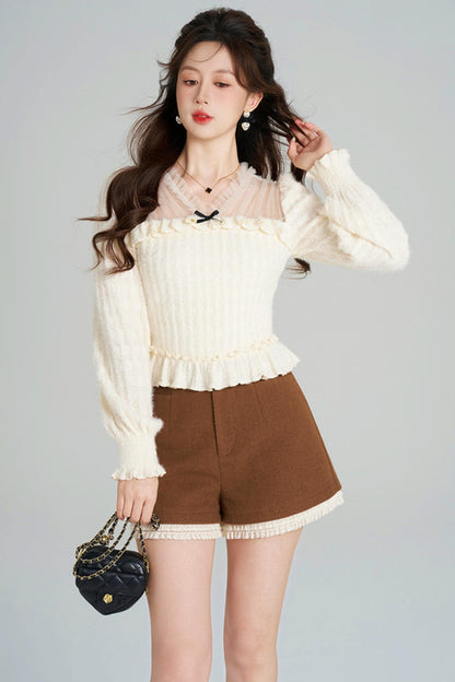 Unique Plush V-neck Blouse