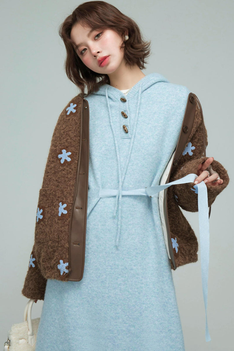 Ice Sweet Knit Hooded Dress