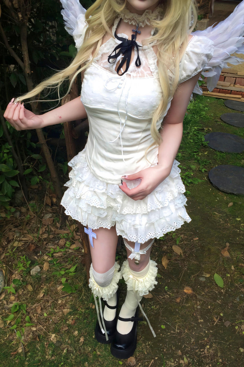 Lace Patchwork Top + Tiered Skirt