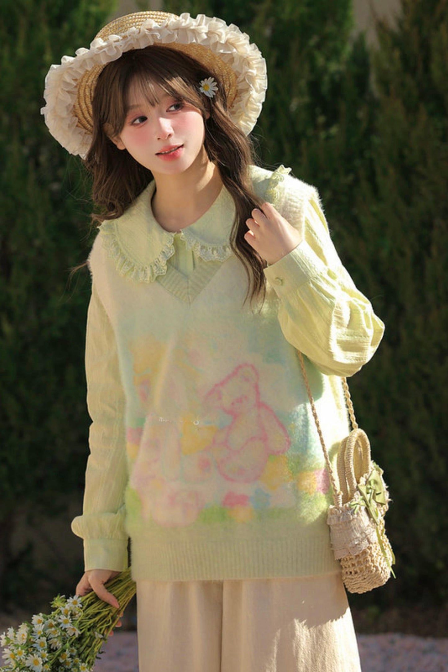 Gradient Bear Knit Vest + Shirt