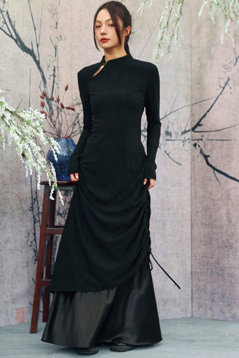 Drawstring Chinese-style Dress