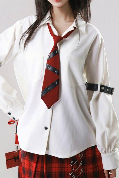 Leather Trim Shirt + Tie