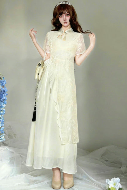 White Chinese-style Dress