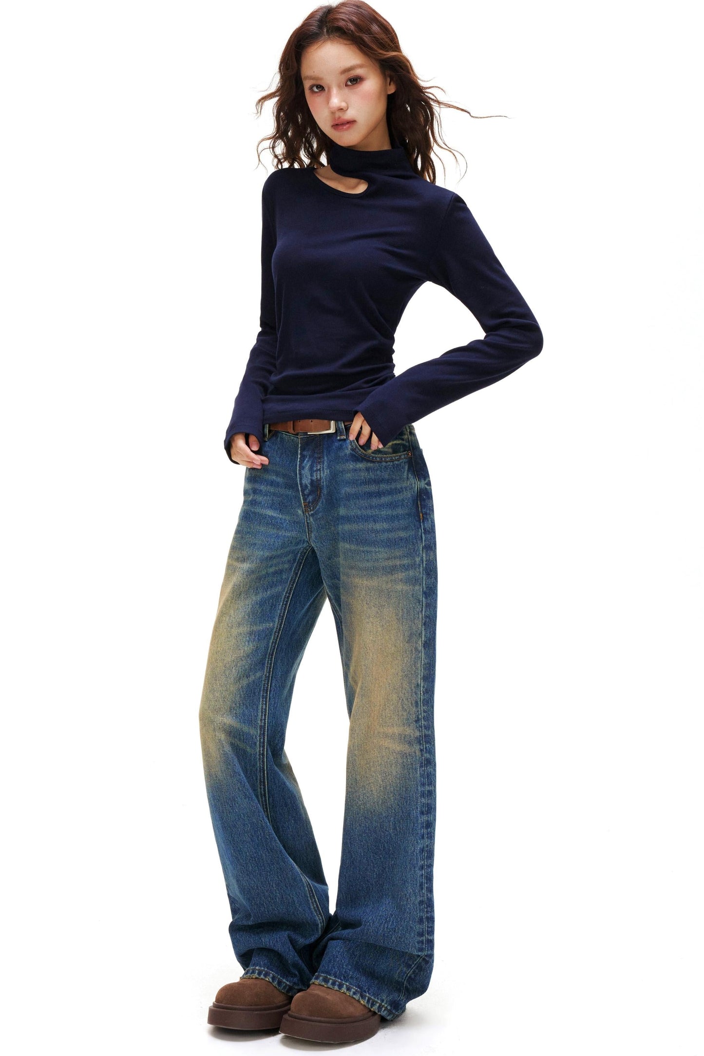 Cut Design Turtleneck Top