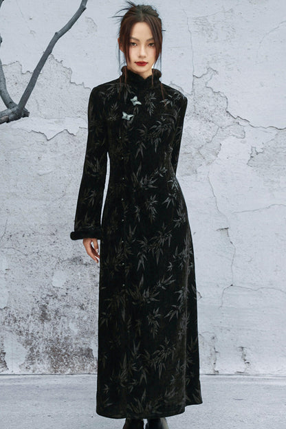Bamboo Leaf Cheongsam Dress