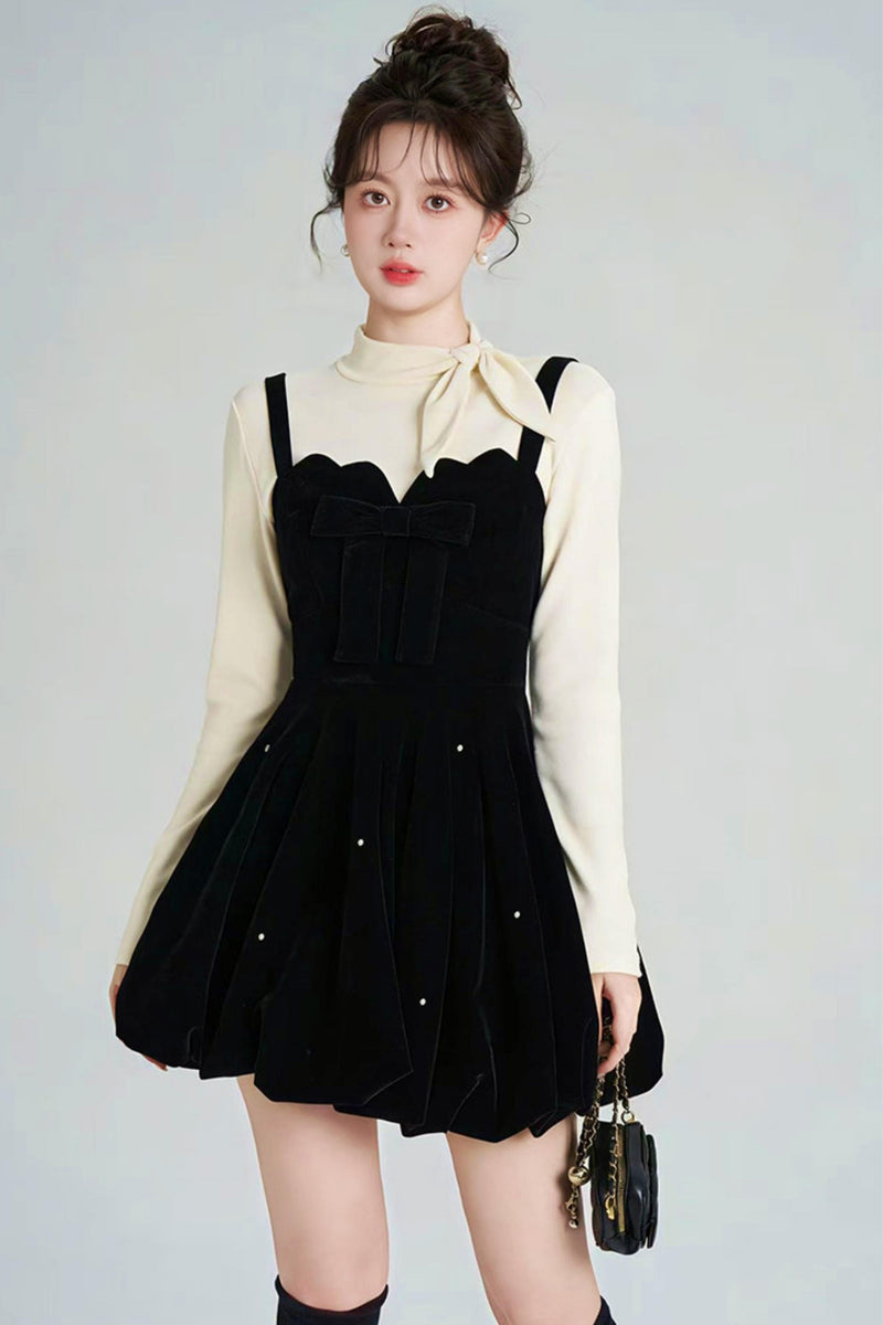 Black Velvet Beaded Dress + Top