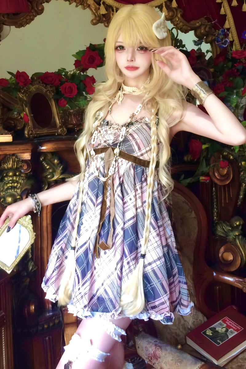 Retro Plaid Camisole Dress