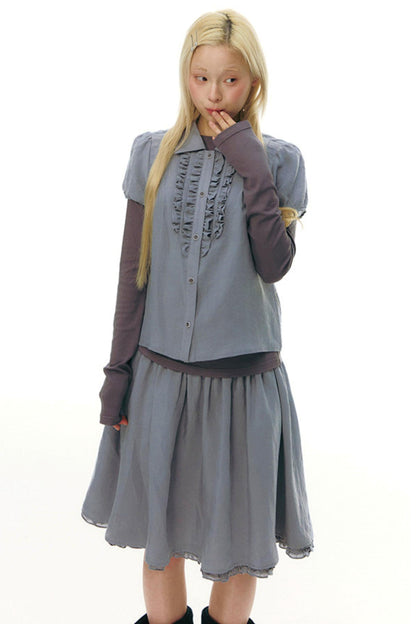 Lace Placket Top + Skirt