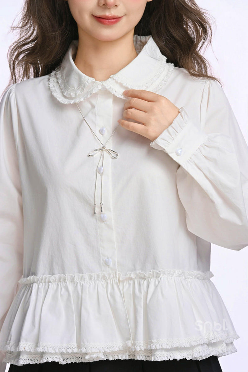 Double Layer Lace Doll Collar Blouse