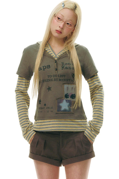 Striped Y2k Hoodie Top