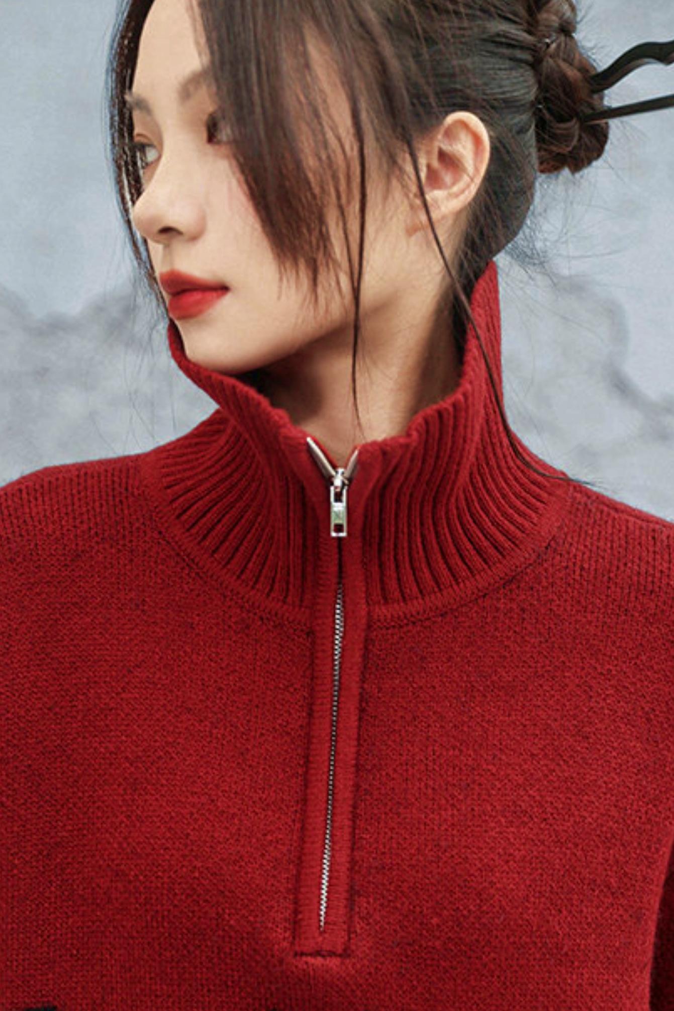 Maroon Zipper Sweater