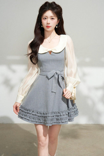 Faux Two Piece Grey Dress