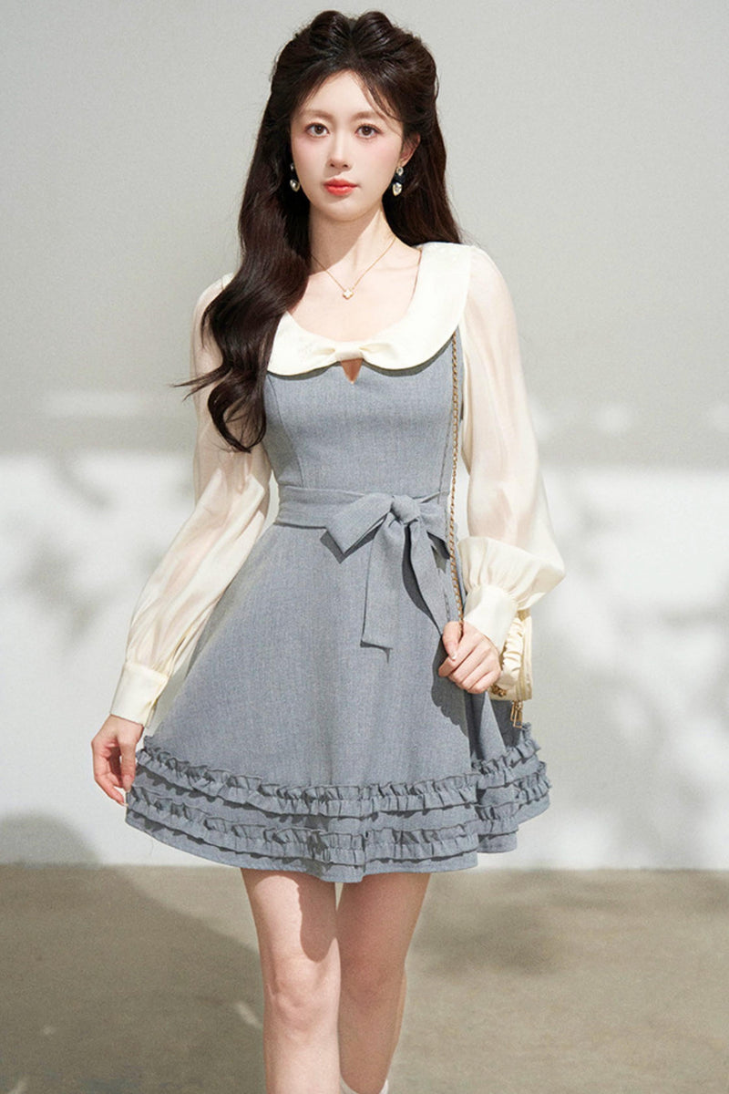 Faux Two Piece Grey Dress