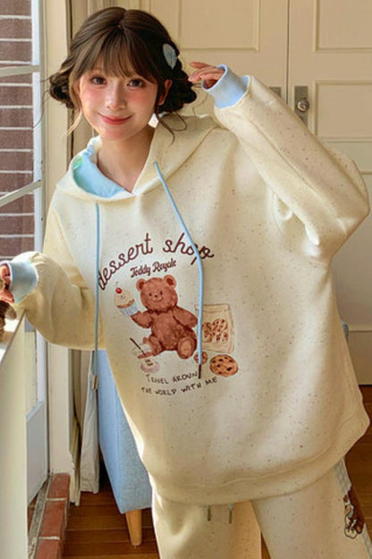 Bear Print Hooded Sweatshirt