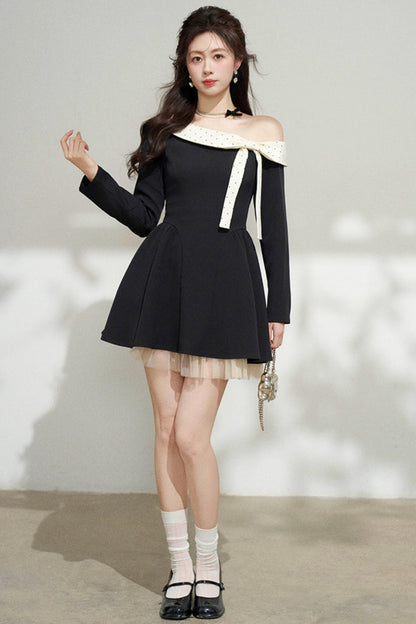 French Sweet Off Shoulder Dress
