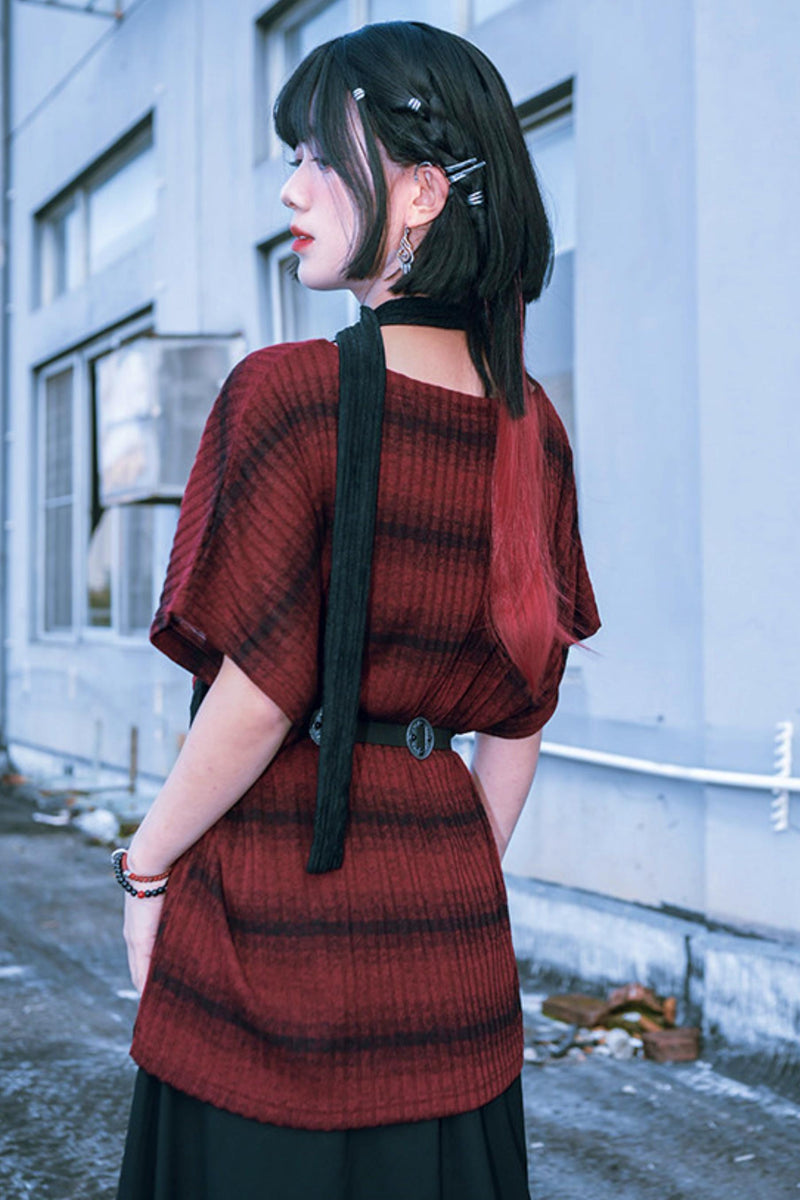 Striped Knit Batwing Sweater