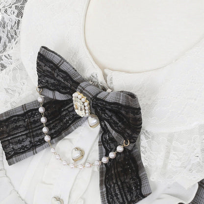 Sweet Girly Gray Plaid Ribbon Dress