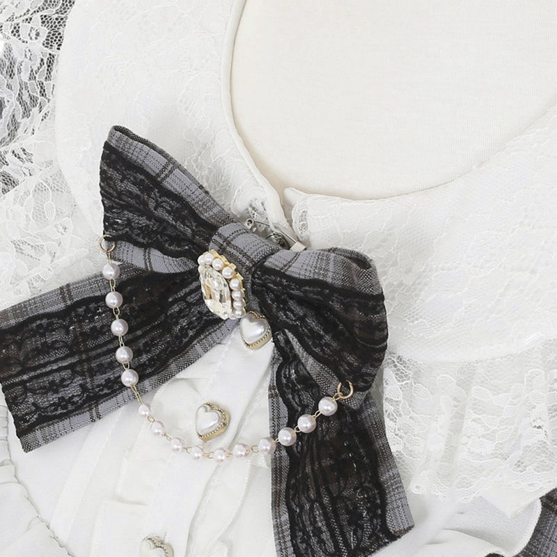 Sweet Girly Gray Plaid Ribbon Dress