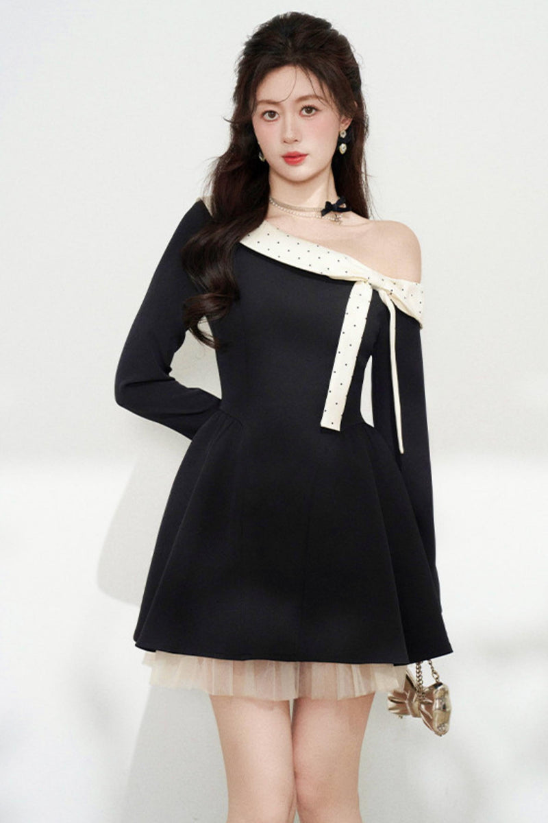 French Sweet Off Shoulder Dress