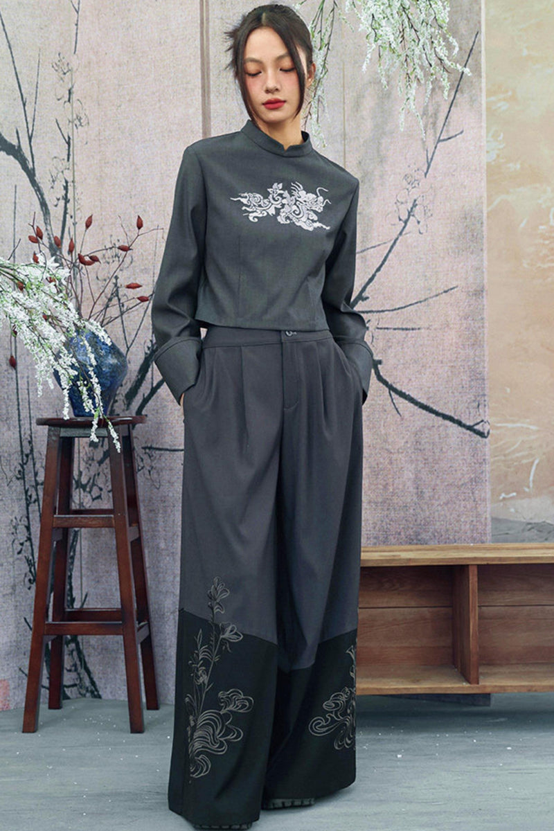 Dragon Embroidery Blazer Top