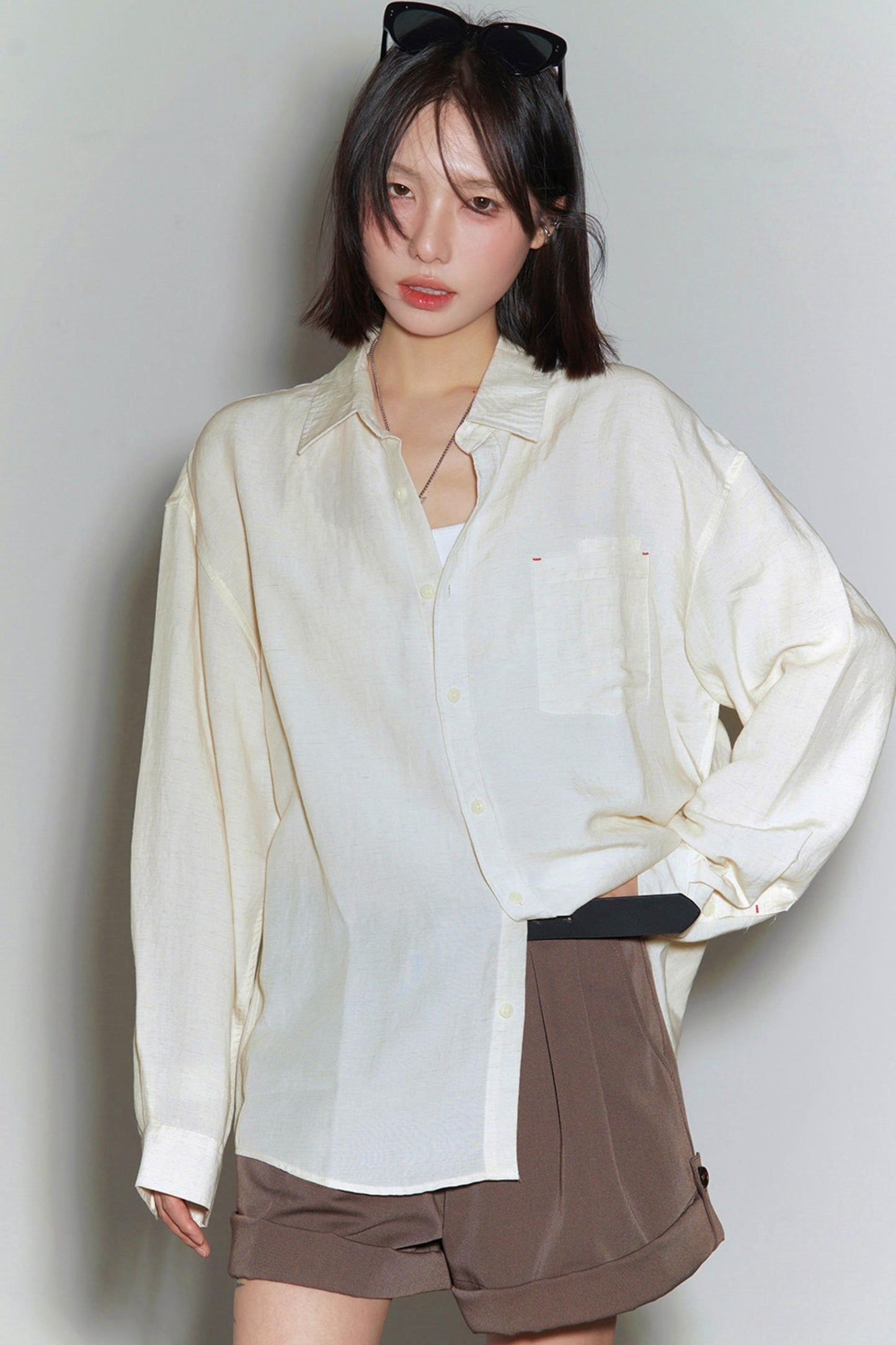 Cotton Linen Long Sleeve Blouse