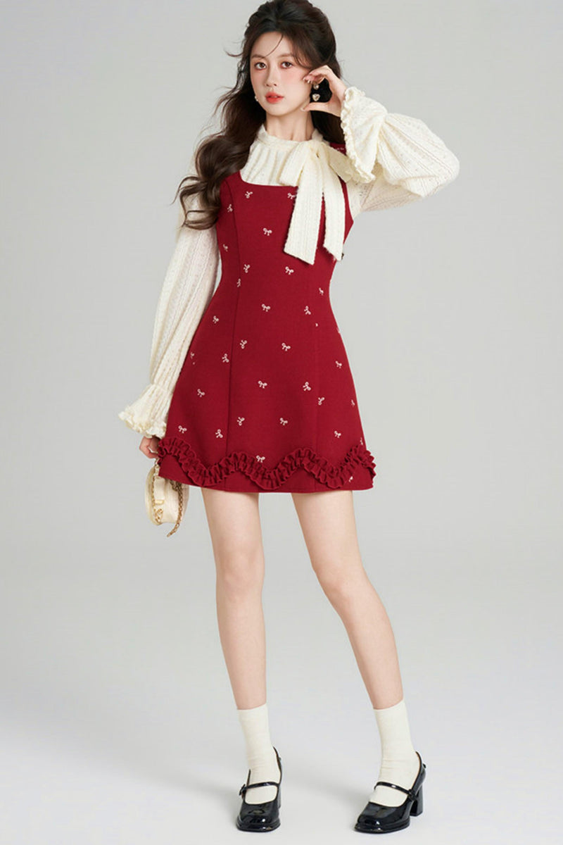 Sweet Red Vest Dress + Tops