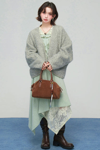 Lace Collar Knit Top + Asymmetrical Skirt