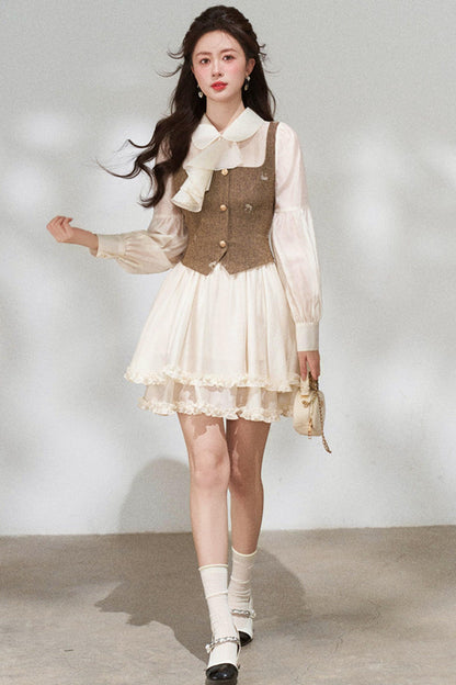 French Niche Faux Two Piece Dress