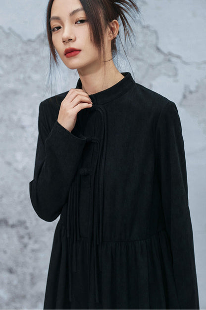 Retro Corduroy Chonchamp Dress