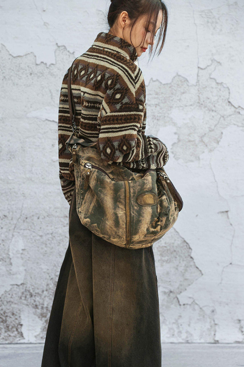 Distressed Washed Denim Bag