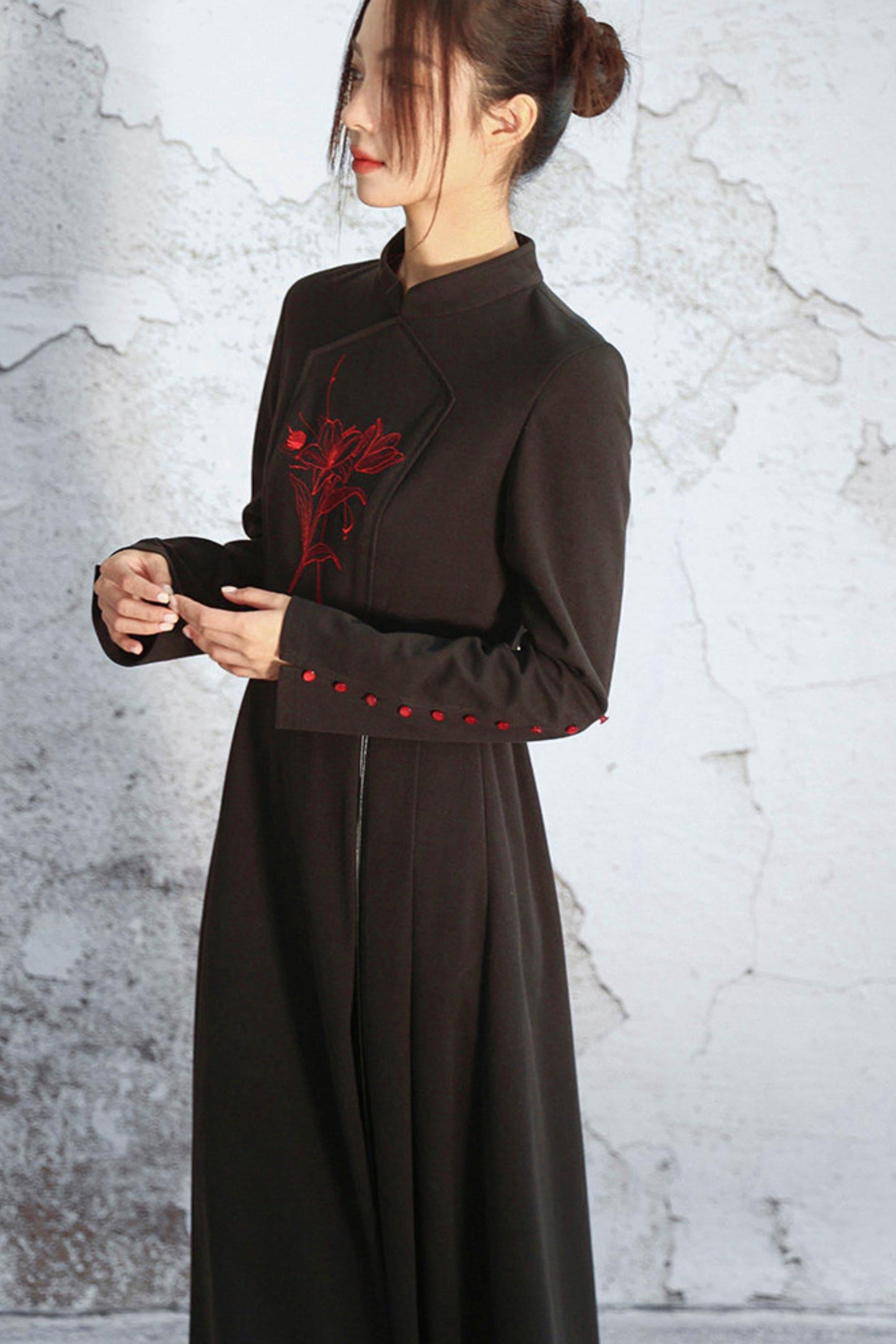 Stand Collar Flare Mode Dress