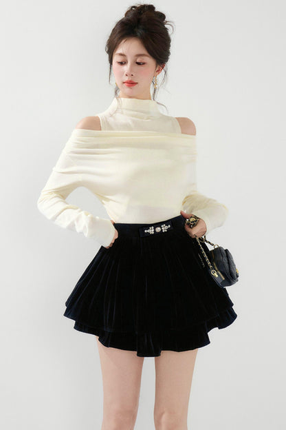 French Knit Off-shoulder Top