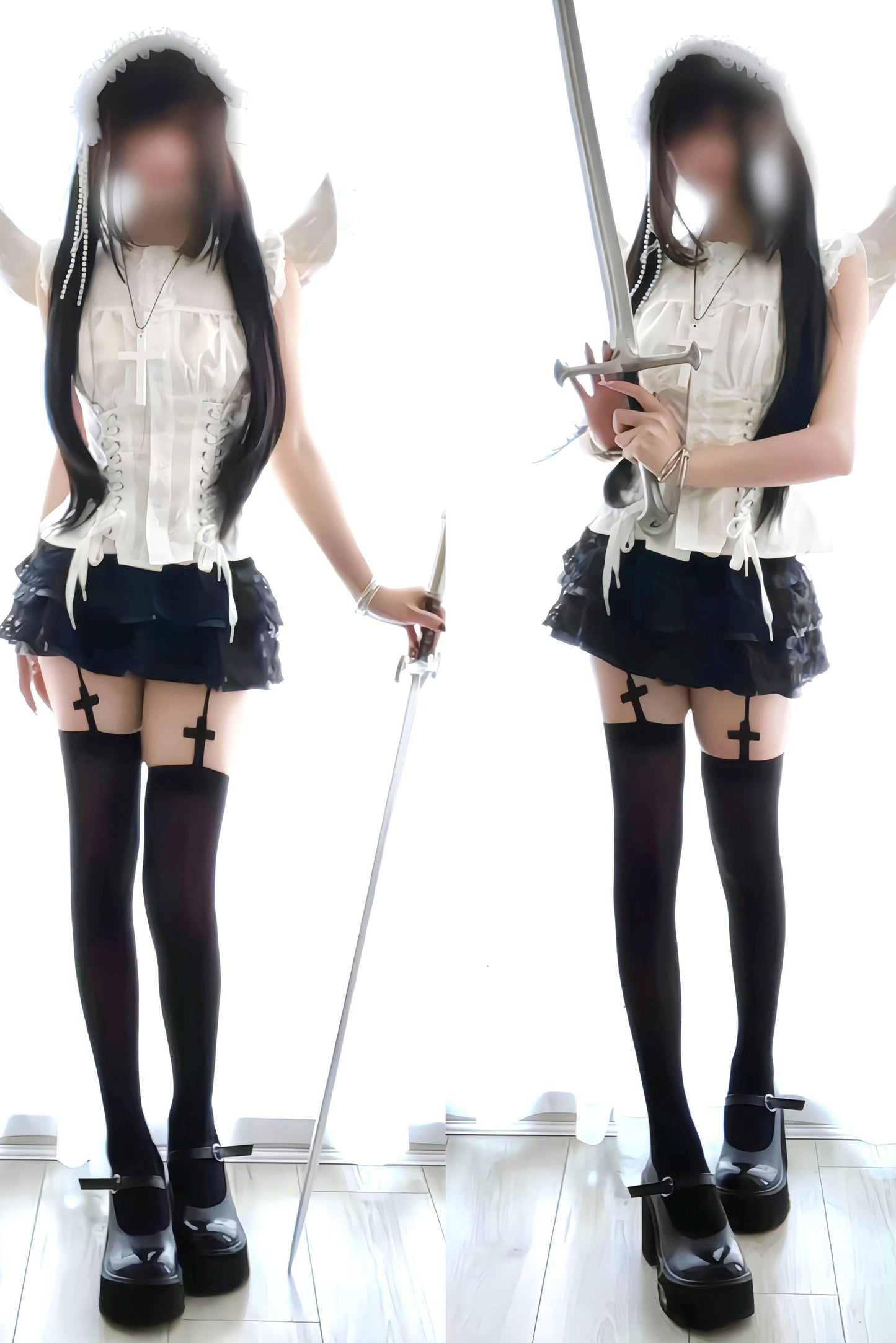 French Lace-up Blouse + Skirt