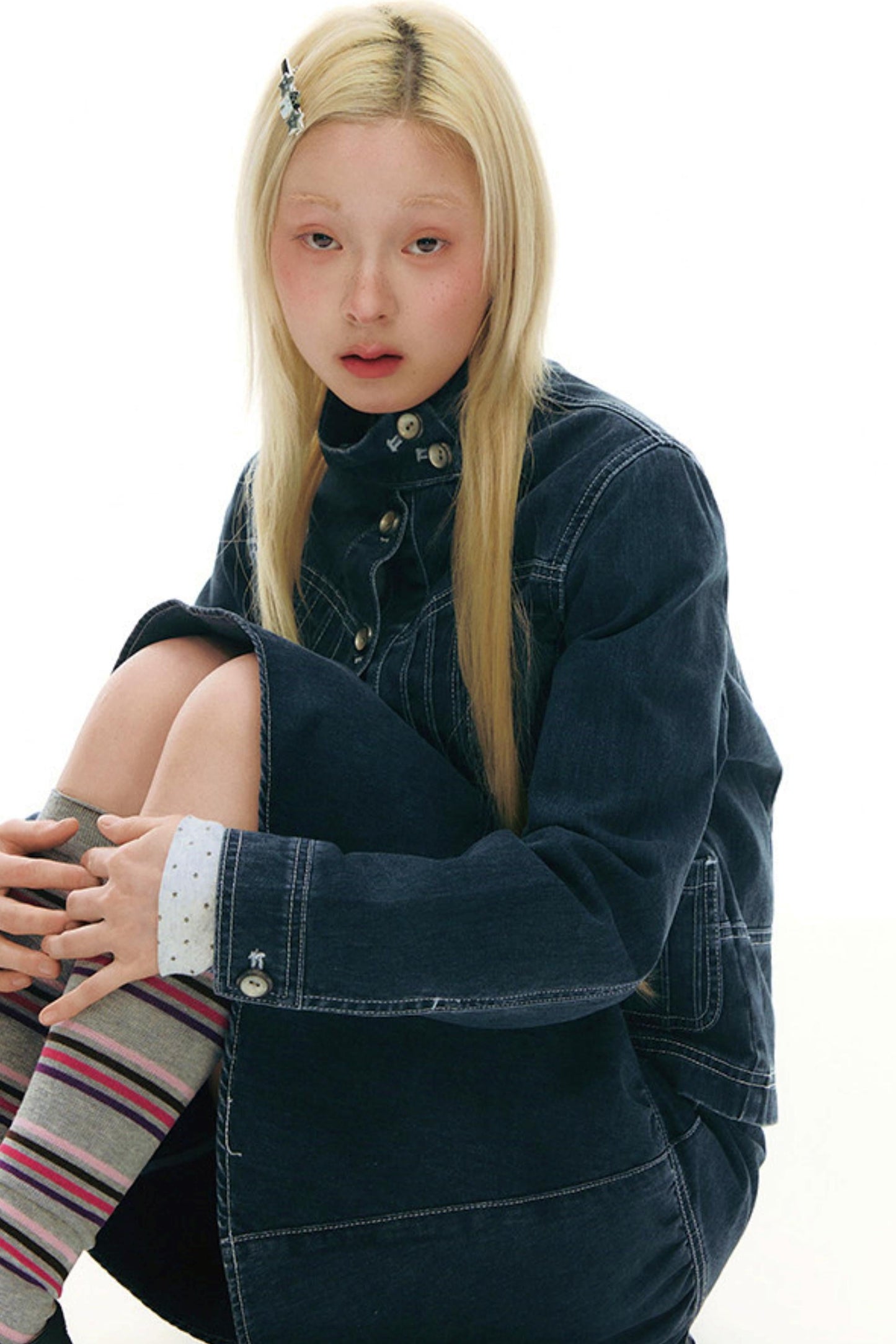 Pleated Denim Jacket + Skirt