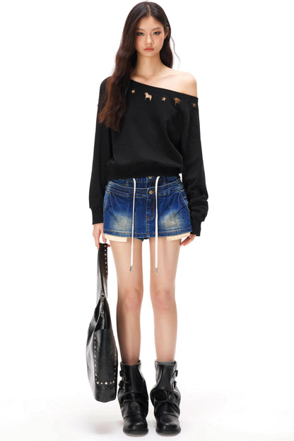 Asymmetrical Off-shoulder Sweatshirt