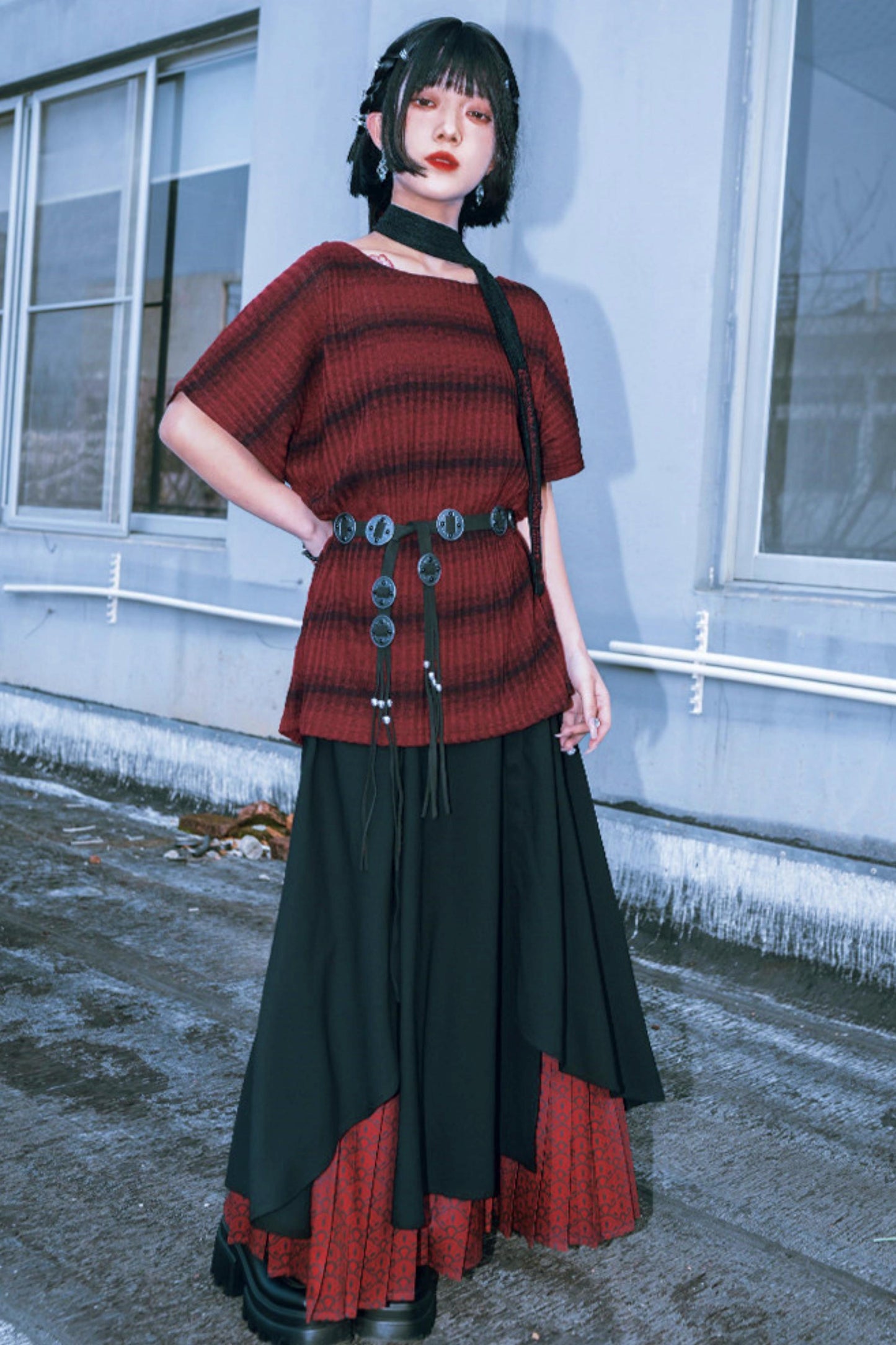 Striped Knit Batwing Sweater
