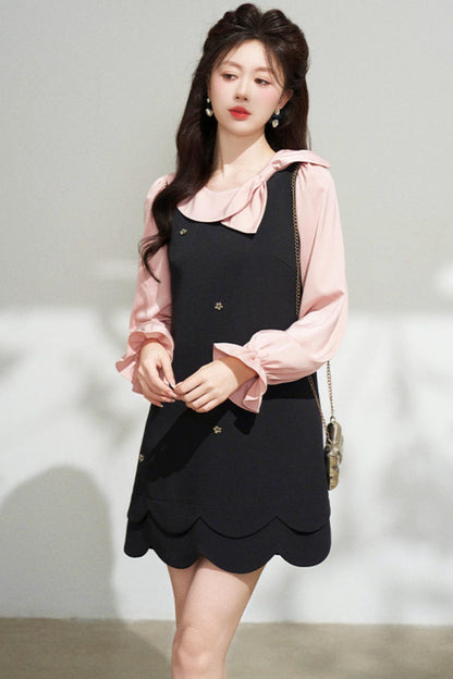 Black and Pink Patchwork Dress