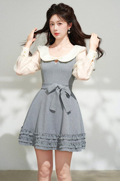 Faux Two Piece Grey Dress