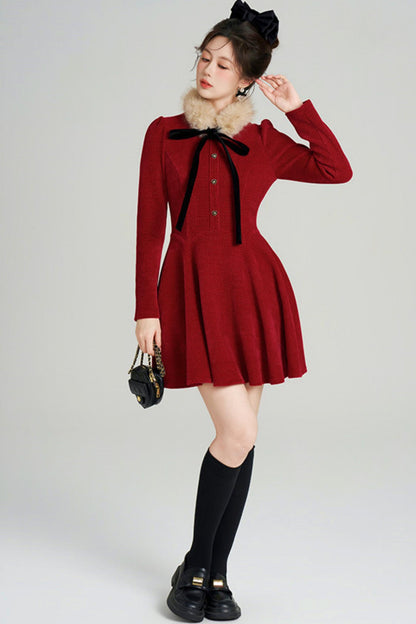 Sweet Fur A-line Dress