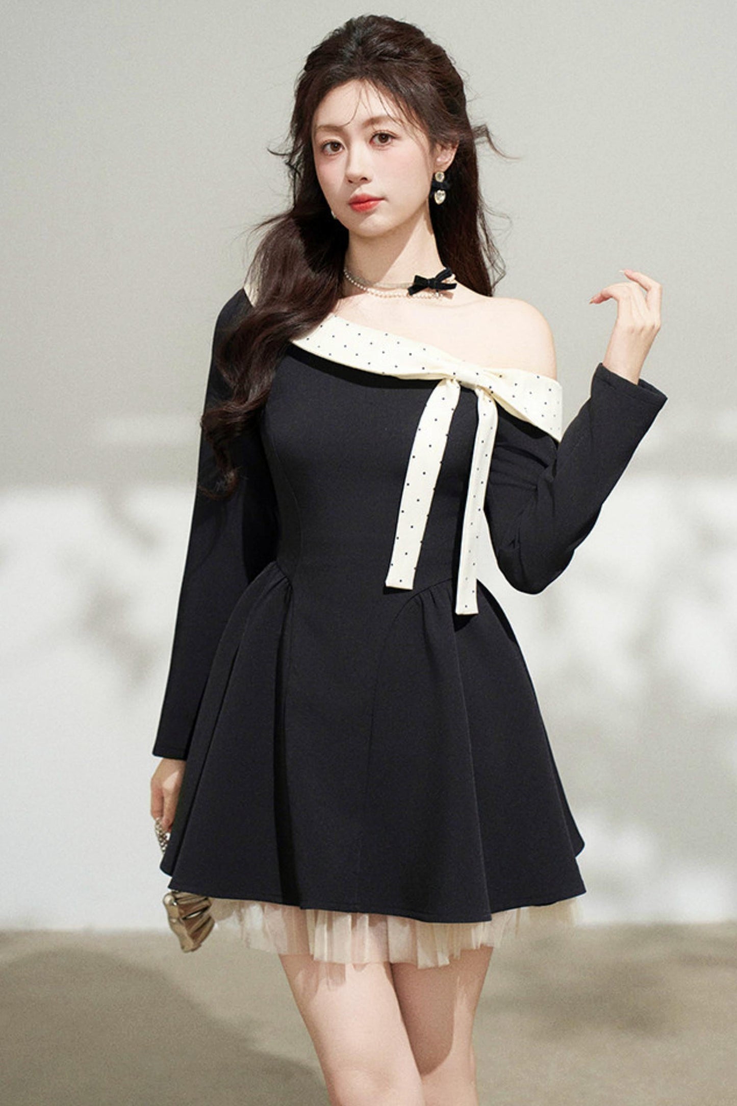 French Sweet Off Shoulder Dress
