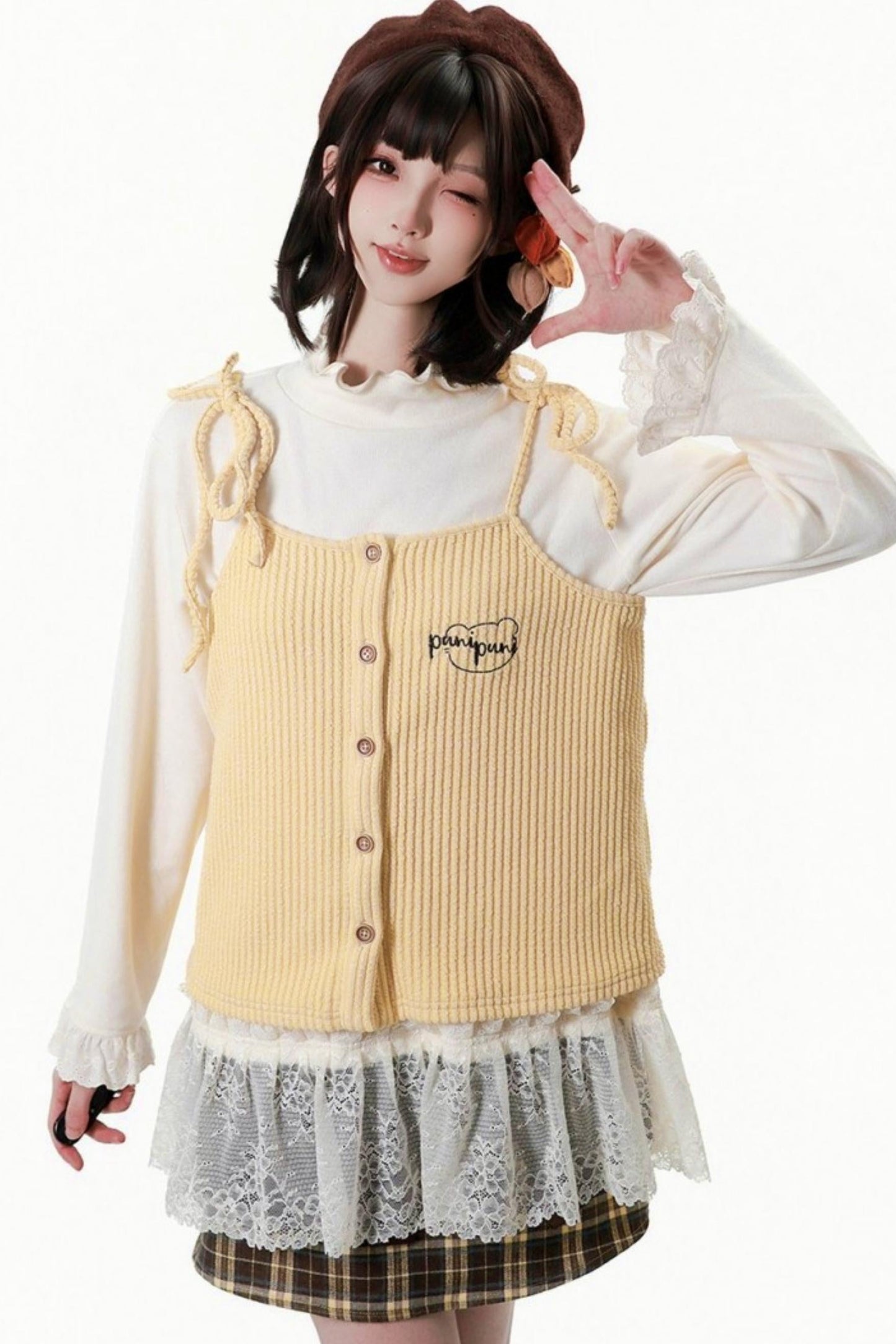 Milky Jacket + Top + Skirt + Pants + Camisole