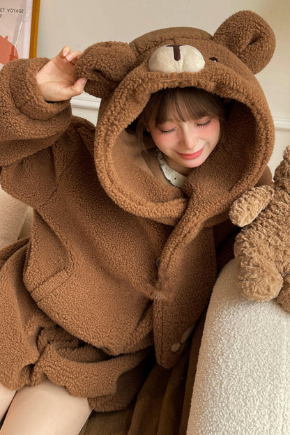 Bear Hooded Fleece Jacket + Pants