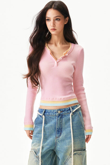 Sweet Color Block Slim Top