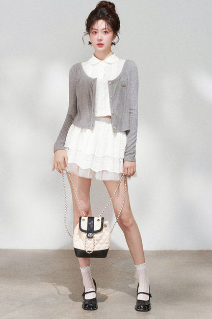 French Style Knit Cardigan + Skirt